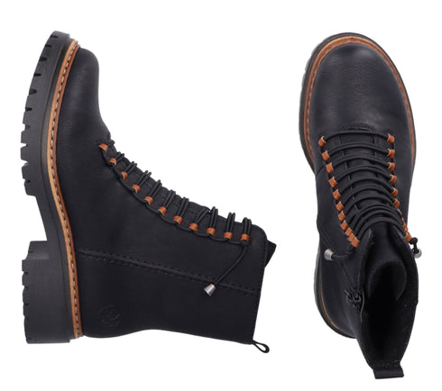 Ghete casual, dama, RIEKER, 72653-00 negru, piele ecologica